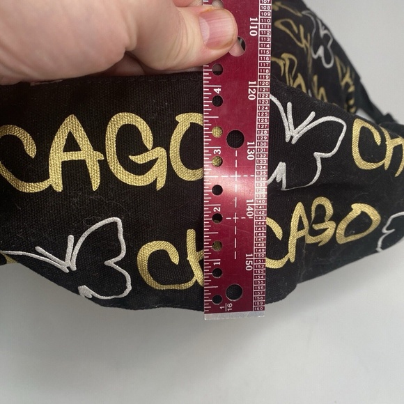 Robin Ruth Black Canvas Butterfly Tote Bag - Chicago Graphic, 16"x10"x5" - Picture 10 of 10